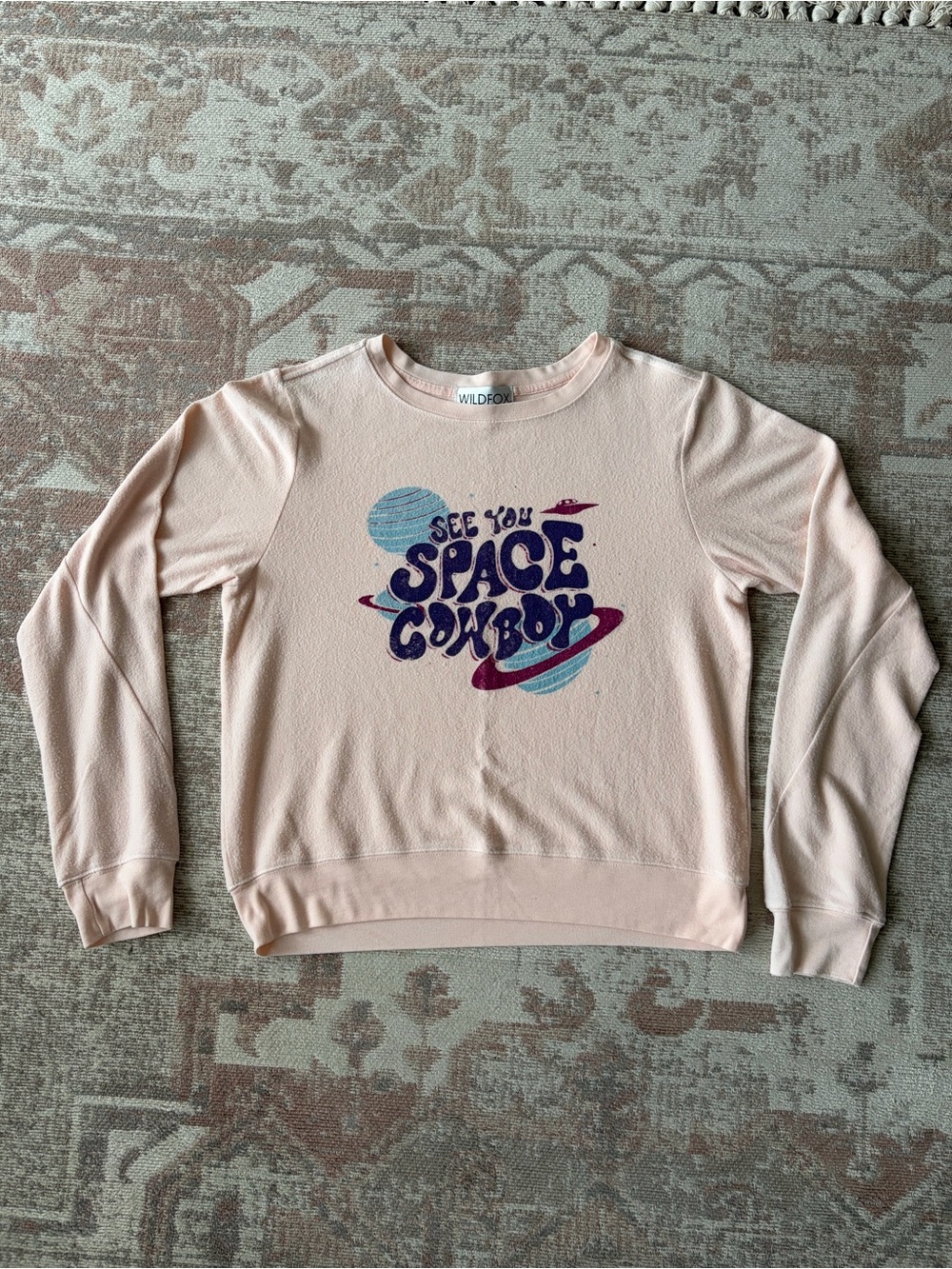 Wildfox Light Pink 'See You Space Cowboy' Graphic Sweatshirt